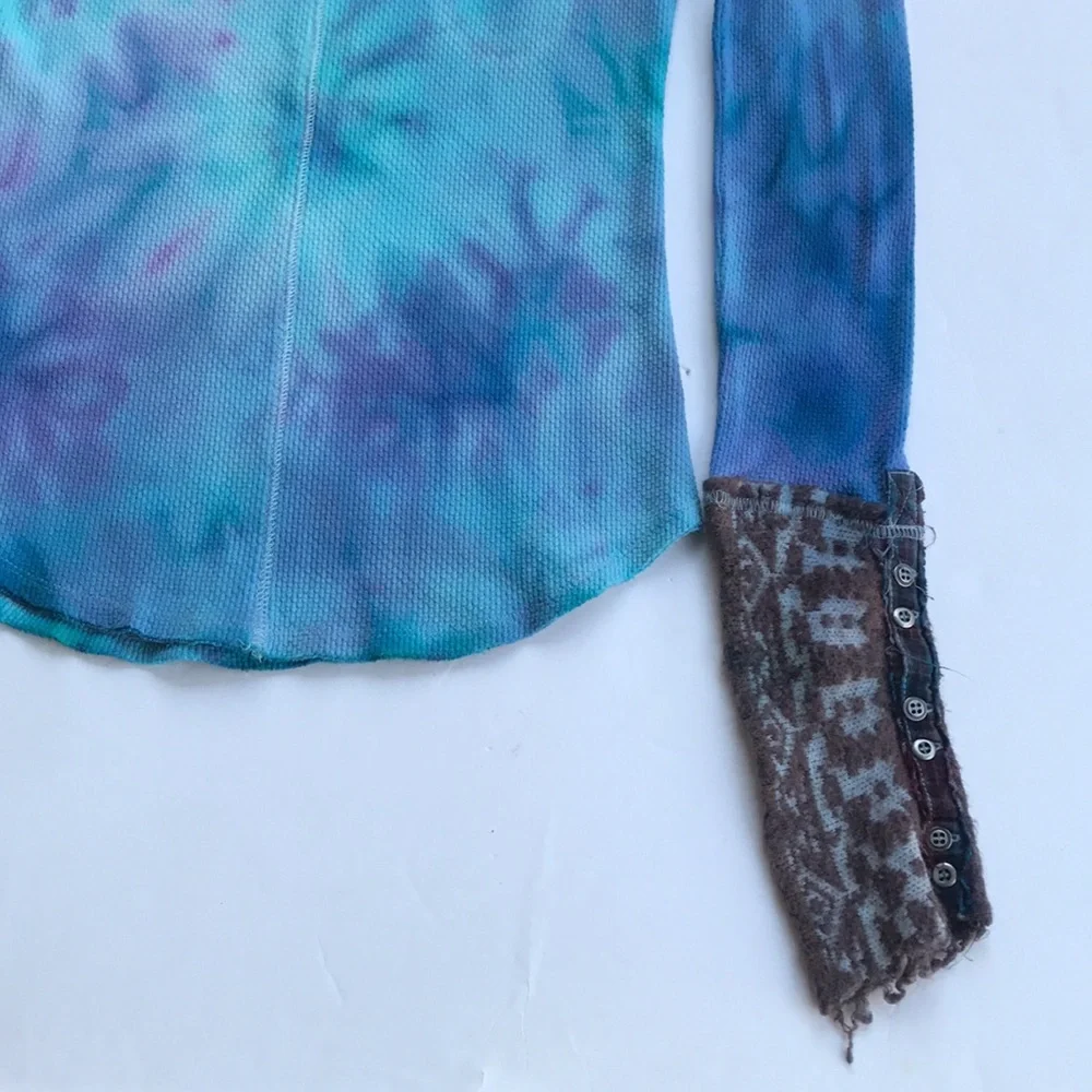 FPxDP Custom Tie Dye Rare Cuff Thermal Top Art School Sweater Colorful Medium M